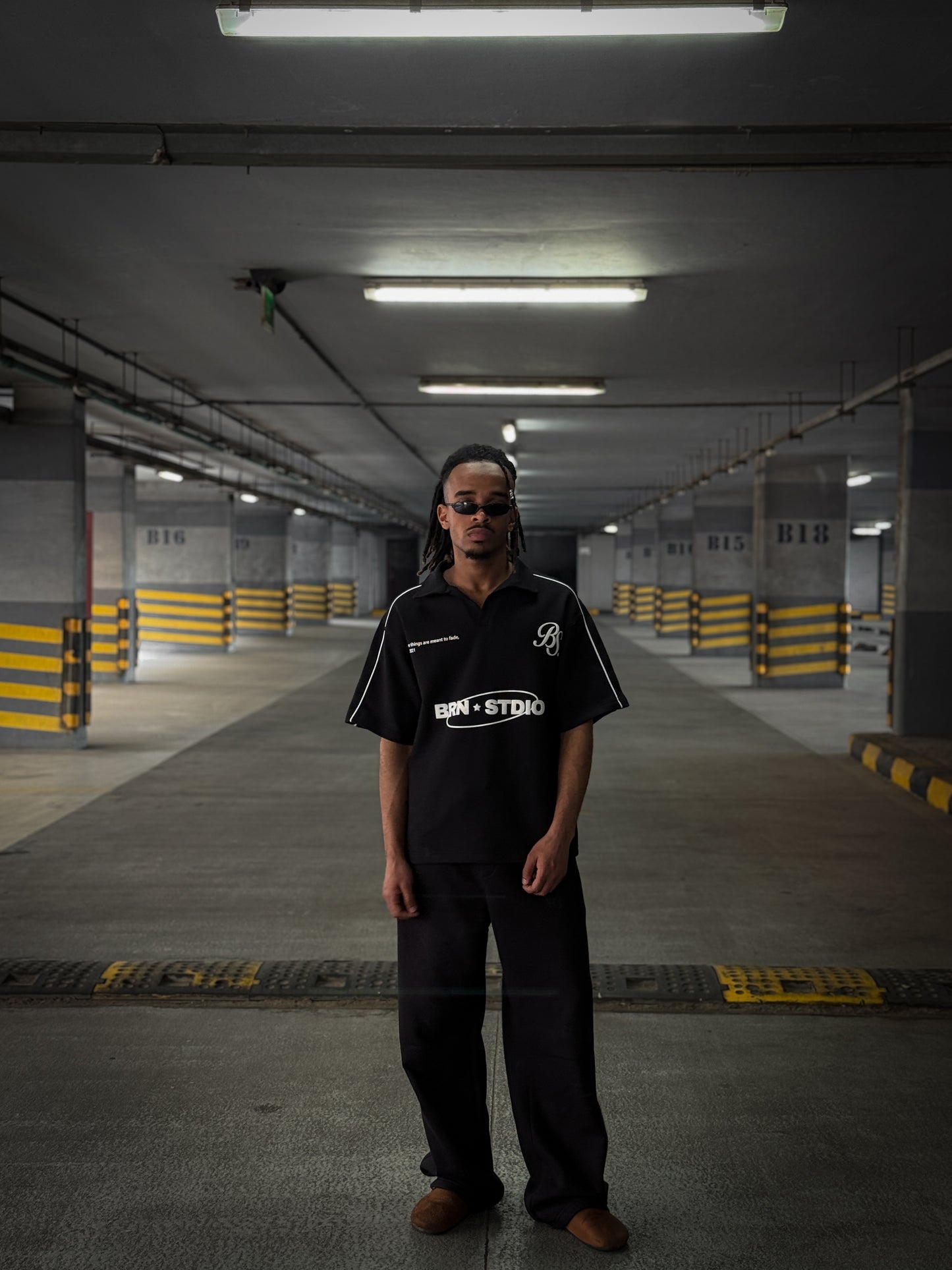 (BLACK) BRN Studio Boxy Cropped Polo