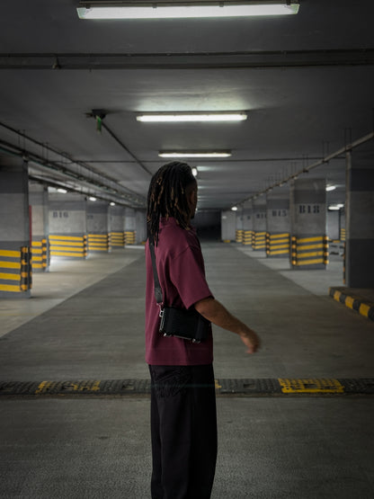 ( Burgundy)V-Notch Streetwear Polo
