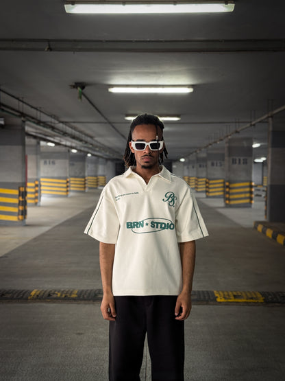 (WHITE)BRN Studio Boxy Cropped Polo