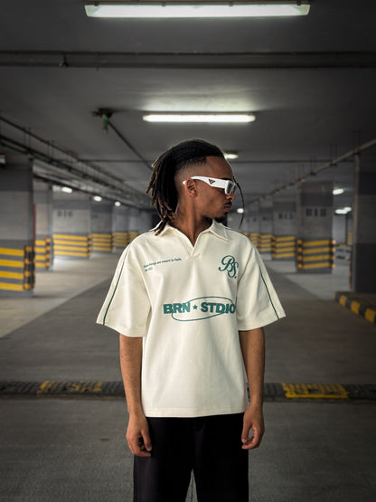 (WHITE)BRN Studio Boxy Cropped Polo