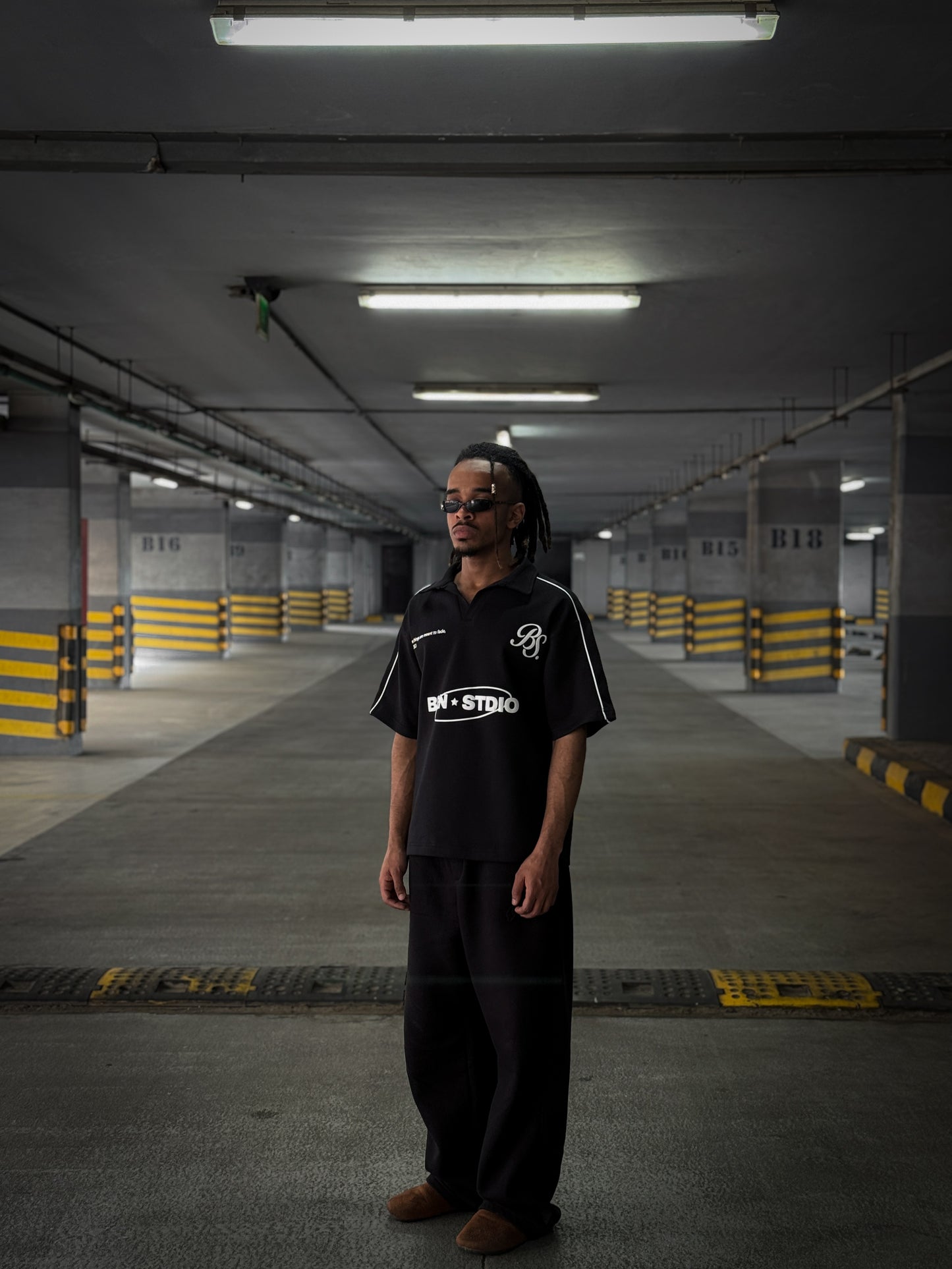 (BLACK) BRN Studio Boxy Cropped Polo