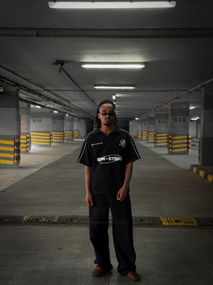 (BLACK) BRN Studio Boxy Cropped Polo