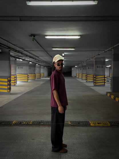 (Burgundy) The Horizon Oversized Boxy Tee
