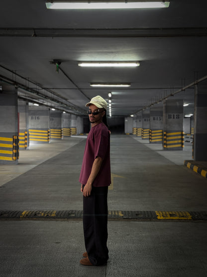(Burgundy) The Horizon Oversized Boxy Tee