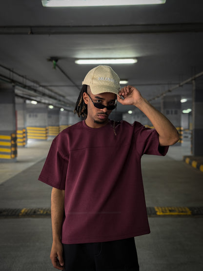 (Burgundy) The Horizon Oversized Boxy Tee