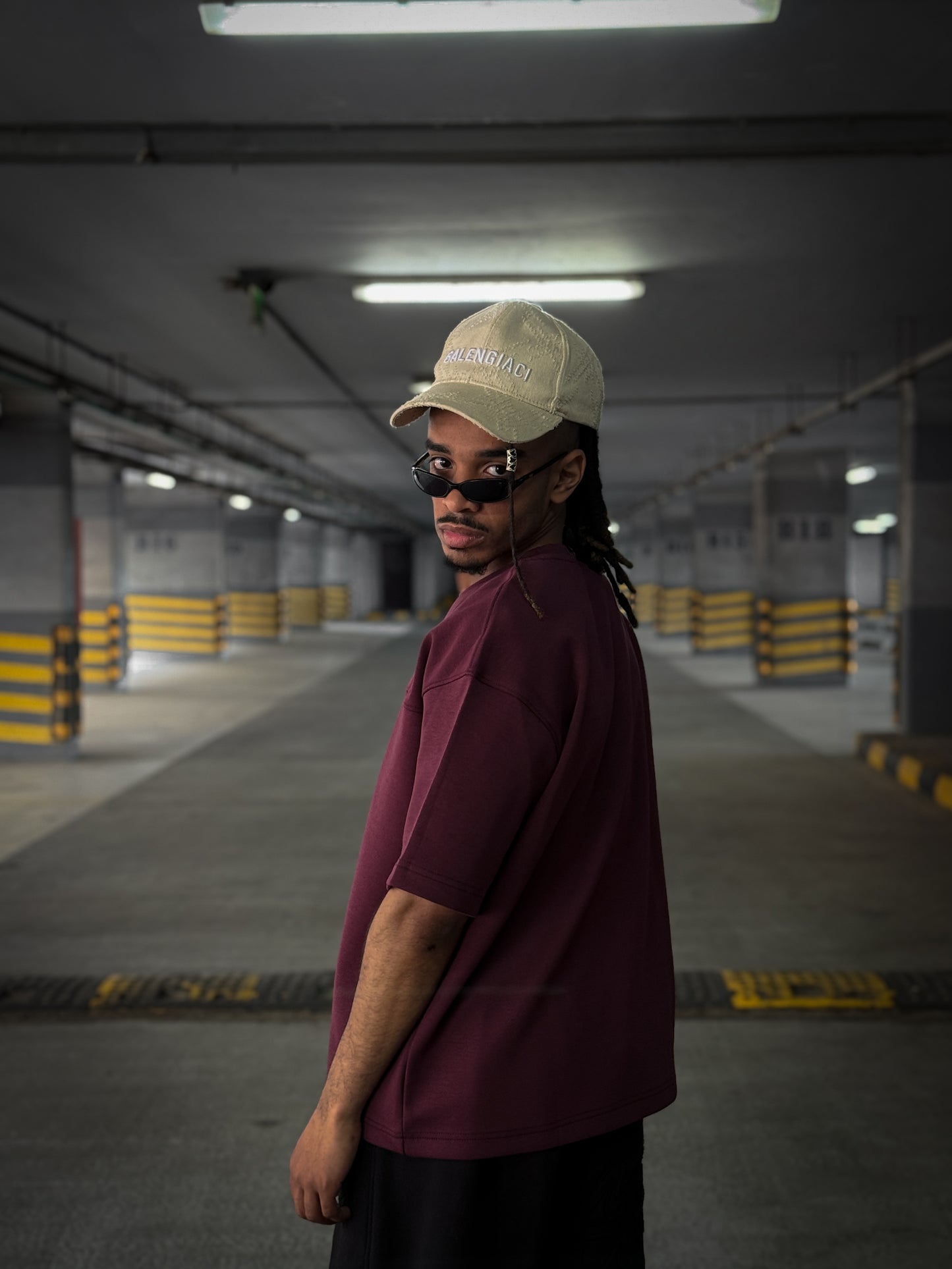 (Burgundy) The Horizon Oversized Boxy Tee