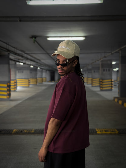 (Burgundy) The Horizon Oversized Boxy Tee